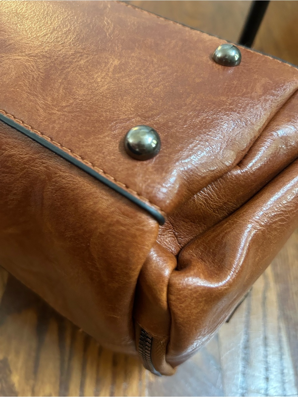 Disney Mickey Mouse Mini Satchel Crossbody Bag Brown Faux Leather - Picture 12 of 15